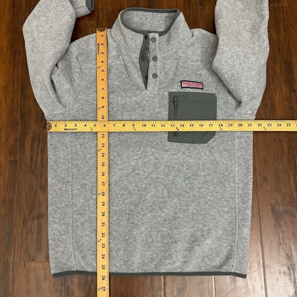 VINEYARD VINES Snap Placket Fleece Pullover in Gray Heather - Picture 9 of 9